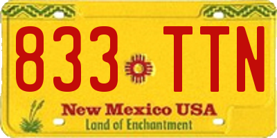 NM license plate 833TTN