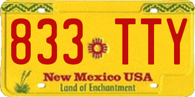 NM license plate 833TTY