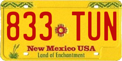 NM license plate 833TUN