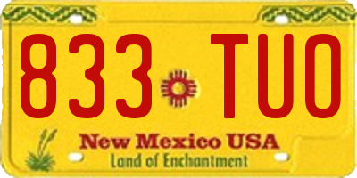 NM license plate 833TUO