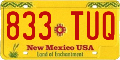 NM license plate 833TUQ