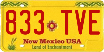 NM license plate 833TVE