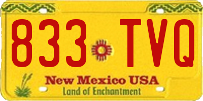 NM license plate 833TVQ