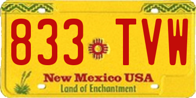 NM license plate 833TVW