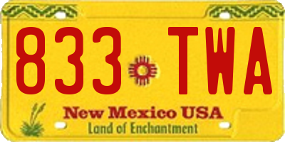 NM license plate 833TWA