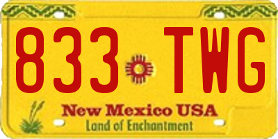 NM license plate 833TWG