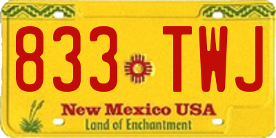 NM license plate 833TWJ