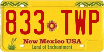 NM license plate 833TWP