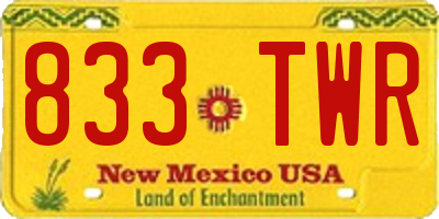 NM license plate 833TWR