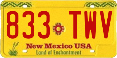 NM license plate 833TWV