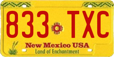 NM license plate 833TXC