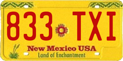 NM license plate 833TXI