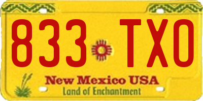 NM license plate 833TXO