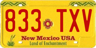 NM license plate 833TXV