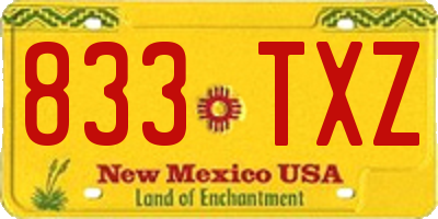 NM license plate 833TXZ