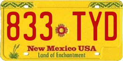 NM license plate 833TYD