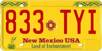 NM license plate 833TYI