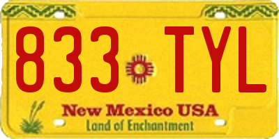 NM license plate 833TYL