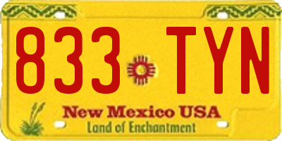 NM license plate 833TYN