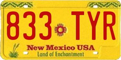 NM license plate 833TYR