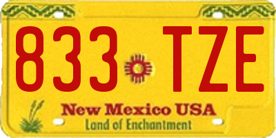 NM license plate 833TZE