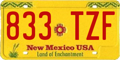 NM license plate 833TZF