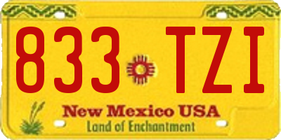 NM license plate 833TZI