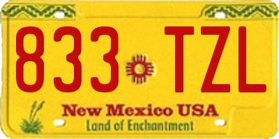 NM license plate 833TZL