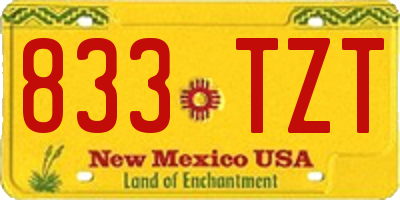 NM license plate 833TZT