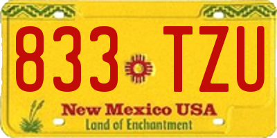 NM license plate 833TZU