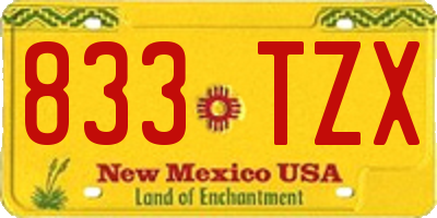 NM license plate 833TZX