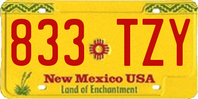 NM license plate 833TZY