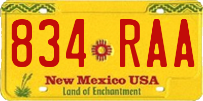 NM license plate 834RAA