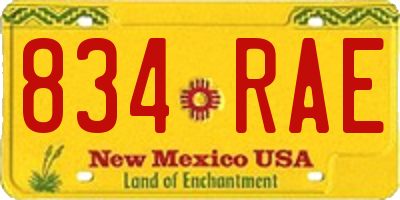 NM license plate 834RAE
