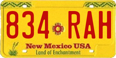 NM license plate 834RAH