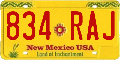 NM license plate 834RAJ