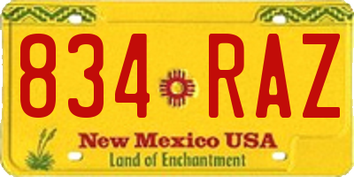 NM license plate 834RAZ