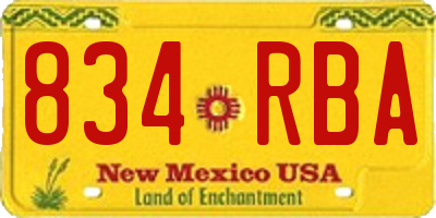 NM license plate 834RBA