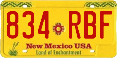 NM license plate 834RBF