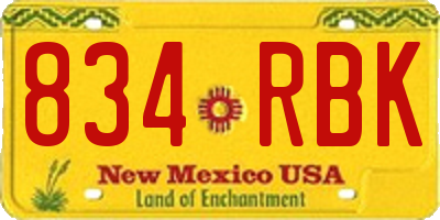 NM license plate 834RBK