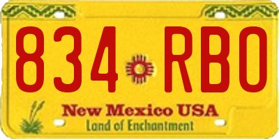 NM license plate 834RBO