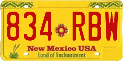 NM license plate 834RBW