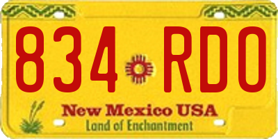 NM license plate 834RDO