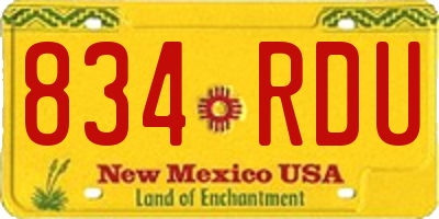 NM license plate 834RDU