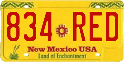 NM license plate 834RED