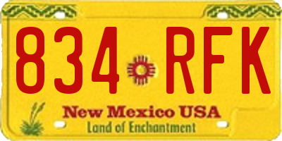 NM license plate 834RFK
