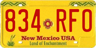 NM license plate 834RFO