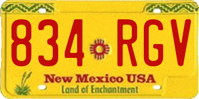 NM license plate 834RGV
