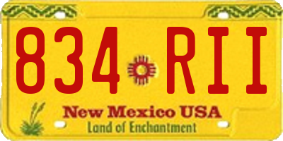 NM license plate 834RII