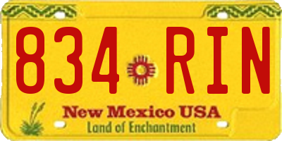 NM license plate 834RIN
